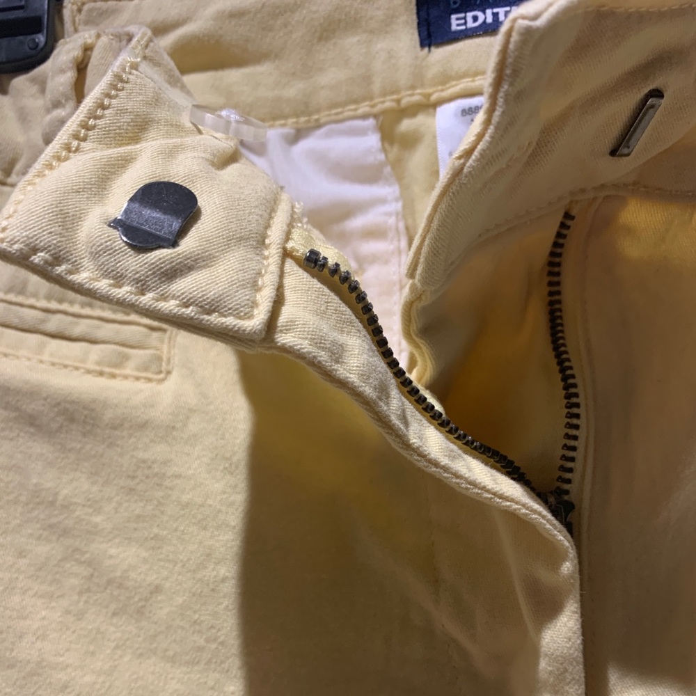 Yellow Stretch Button Shorts - Picture 3 of 6